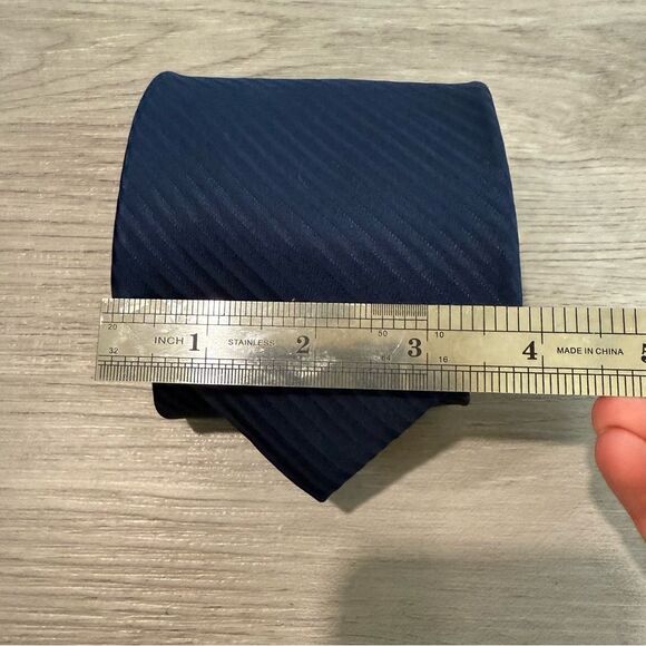 Gianfranco Rufini Italy Set of 2 Blue & Grey Textured Stripe Neck Ties - Picture 5 of 6